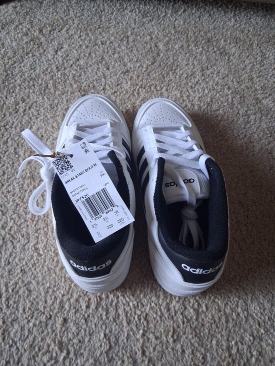 Adidas Womens Break Start Bold JP7526 White /Black stripes Sz 5 - Picture 2 of 7